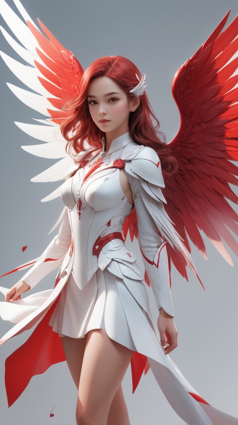 A fairy in a red and white attire