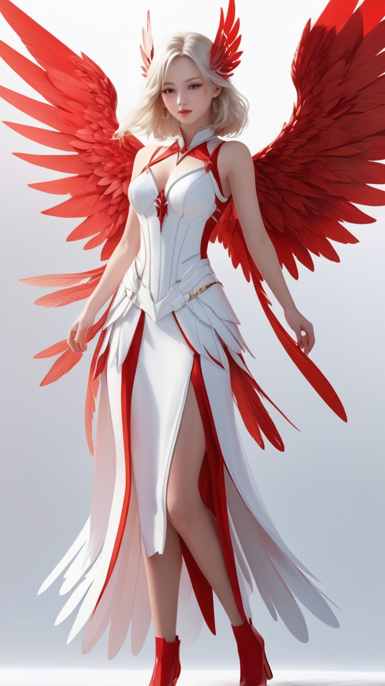 A fairy in a red and white attire