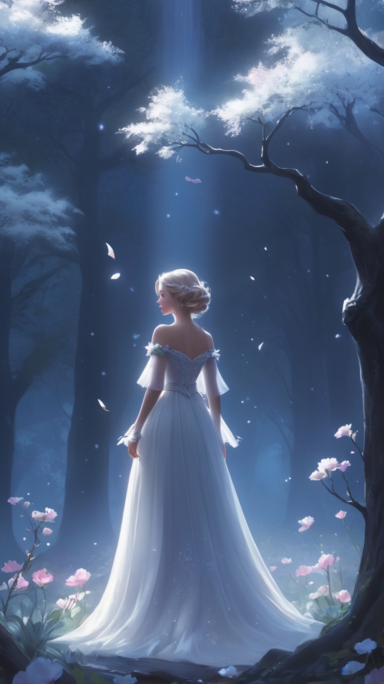 Lonely girl walking into the Forest